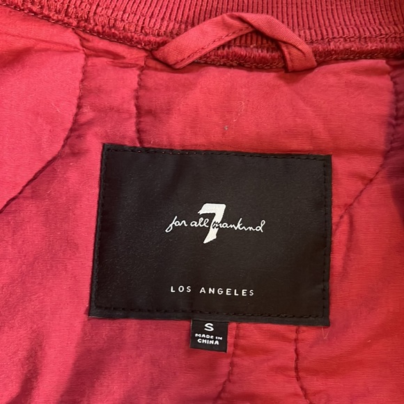 Quilted cranberry coat, hits mid thigh. No hood. Size S - Picture 2 of 4